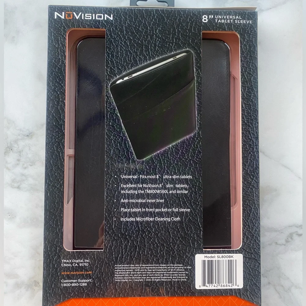 Tablet Sleeve 8” Black SL800BK NuVision‎ Universal NEW! FITS MOST SLIM Tablets